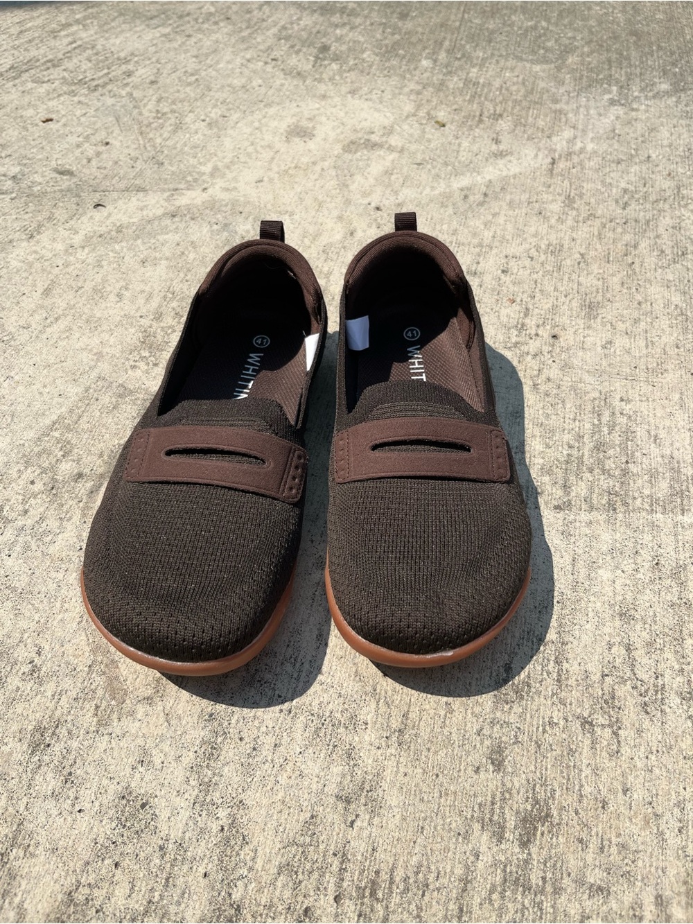 WHITIN Women's Dark Brown Knit Slip-On Loafers